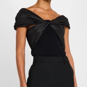 SIMKHAI Celiana Combo Off-The-Shoulder Top in Black